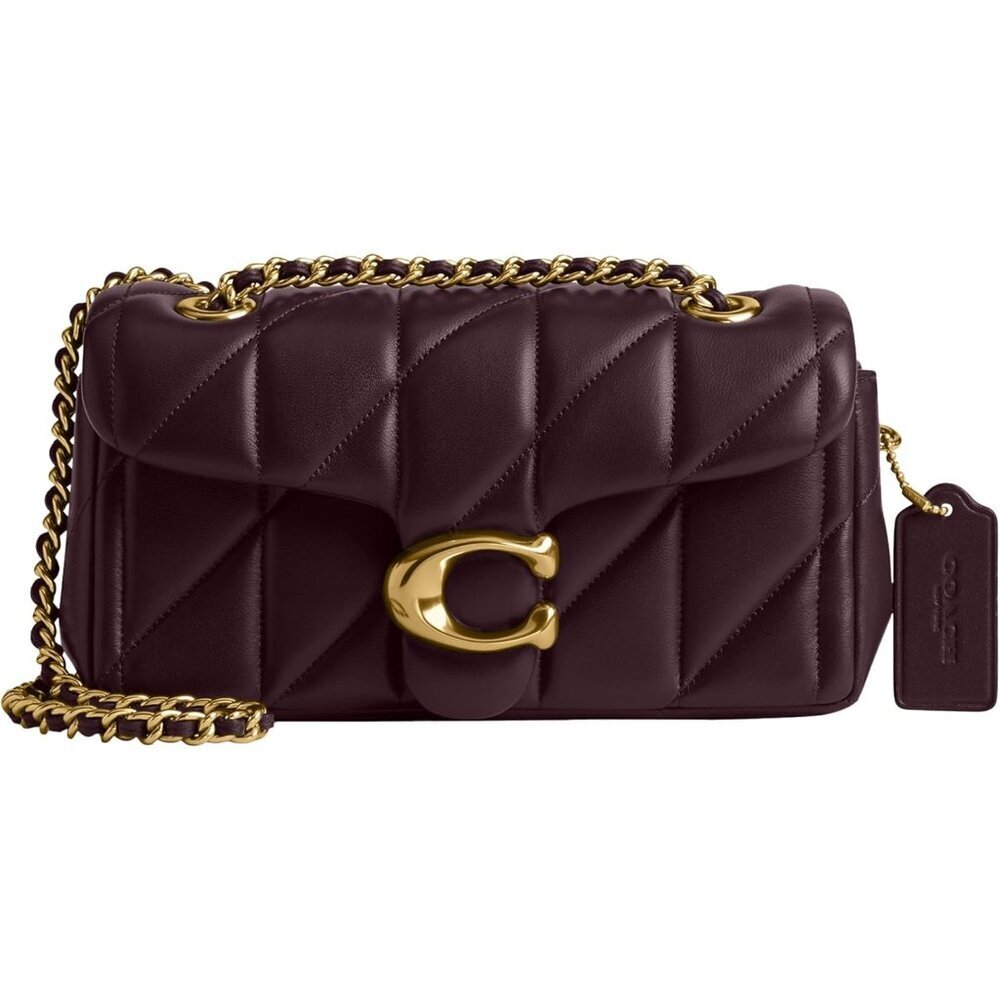 Coach Women Black Currant 100% Cow Leather Imported Push Lock Tabby Shoulder Bag